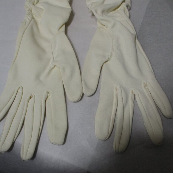 Vintage Ladies White Fabric 15" Opera Evening Prom Gloves 1960's - Picture 6 of 7